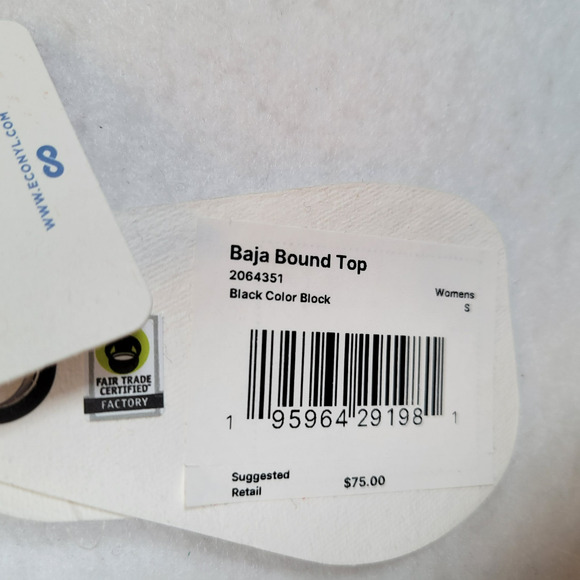 prAna Womens Baja Bound Athletic Bikini Top Swimwear Size Small Black Racerback - Picture 3 of 5